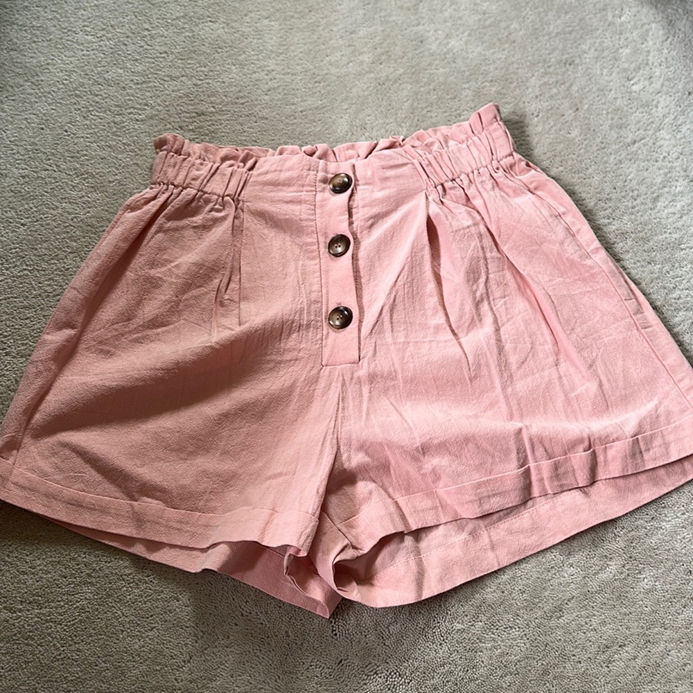 SHEIN Pink Paperbag Shorts